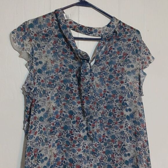 Large Motherhood Maternity Floral Blouse Open Back - Picture 2 of 5